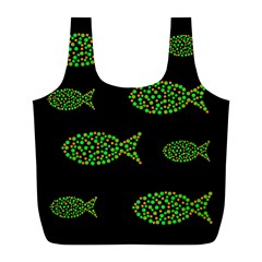 Green Fishes Pattern Full Print Recycle Bags (l) 