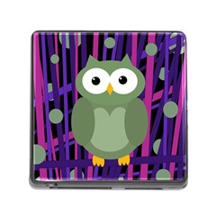 Green And Purple Owl Memory Card Reader (square) by Valentinaart