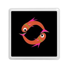 Orange Fishes Memory Card Reader (square)  by Valentinaart