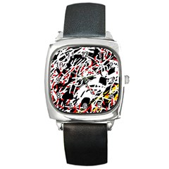 Colorful Chaos By Moma Square Metal Watch by Valentinaart