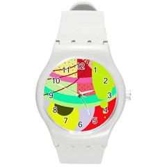 Colorful Abstraction By Moma Round Plastic Sport Watch (m) by Valentinaart