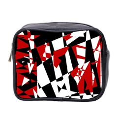 Red, Black And White Chaos Mini Toiletries Bag 2-side by Valentinaart
