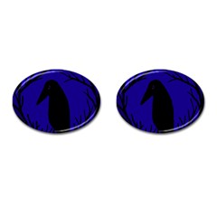 Halloween Raven - Deep Blue Cufflinks (oval) by Valentinaart