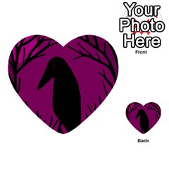 Halloween Raven - Magenta Multi-purpose Cards (heart)  by Valentinaart