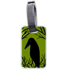Halloween Raven - Green Luggage Tags (two Sides) by Valentinaart