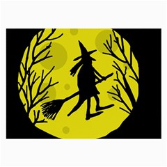 Halloween Witch - Yellow Moon Large Glasses Cloth (2-side) by Valentinaart