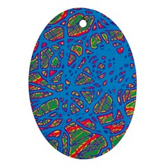 Colorful Neon Chaos Oval Ornament (two Sides) by Valentinaart