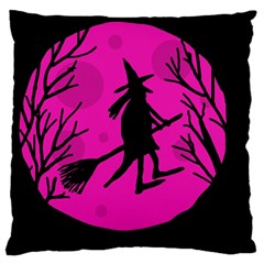 Halloween Witch - Pink Moon Large Cushion Case (two Sides) by Valentinaart