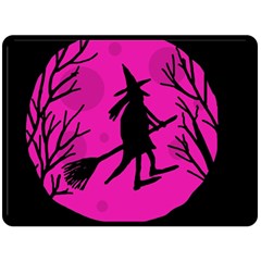 Halloween Witch - Pink Moon Double Sided Fleece Blanket (large)  by Valentinaart