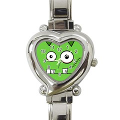 Halloween Frankenstein - Green Heart Italian Charm Watch by Valentinaart