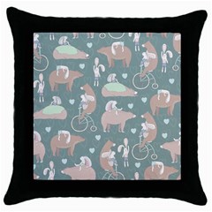 Bear Ruding Unicycle Unique Pop Art All Over Print Throw Pillow Case (black) by CraftyLittleNodes