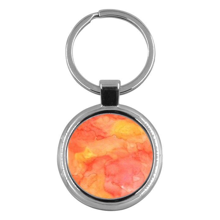 Watercolor Yellow Fall Autumn Real Paint Texture Artists Key Chains (Round) 