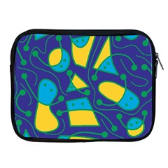 Playful Abstract Art - Blue And Yellow Apple Ipad 2/3/4 Zipper Cases