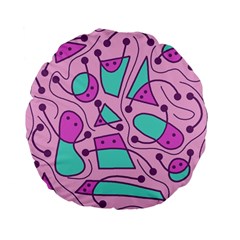 Playful Abstract Art - Pink Standard 15  Premium Flano Round Cushions by Valentinaart