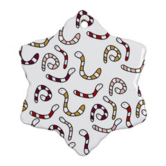 Cute Worms Snowflake Ornament (2-side) by Valentinaart