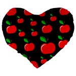Red apples  Large 19  Premium Flano Heart Shape Cushions Back