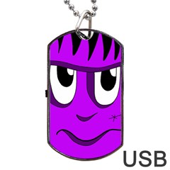 Halloween - Purple Frankenstein Dog Tag Usb Flash (two Sides)  by Valentinaart