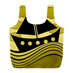 Boat - Yellow Full Print Recycle Bags (l)  by Valentinaart