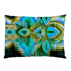 Crystal Gold Peacock, Abstract Mystical Lake Pillow Case by DianeClancy