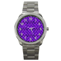 Purple Wavey Squiggles Sport Metal Watch by BrightVibesDesign