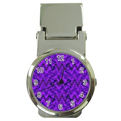 Purple Wavey Squiggles Money Clip Watches by BrightVibesDesign