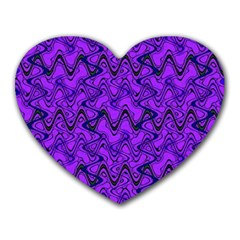 Purple Wavey Squiggles Heart Mousepads by BrightVibesDesign