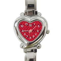 Red Wavey Squiggles Heart Italian Charm Watch by BrightVibesDesign