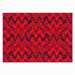 Red Wavey Squiggles Large Glasses Cloth (2-side) by BrightVibesDesign