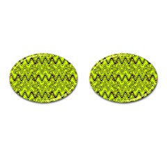 Yellow Wavey Squiggles Cufflinks (oval) by BrightVibesDesign