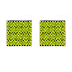 Yellow Wavey Squiggles Cufflinks (square) by BrightVibesDesign