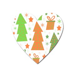 Christmas Design - Green And Orange Heart Magnet by Valentinaart