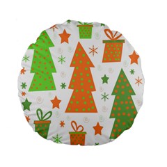 Christmas Design - Green And Orange Standard 15  Premium Flano Round Cushions by Valentinaart