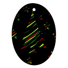 Abstract Christmas Tree Oval Ornament (two Sides) by Valentinaart