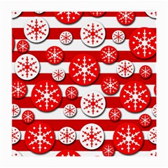 Snowflake Red And White Pattern Medium Glasses Cloth (2-side)