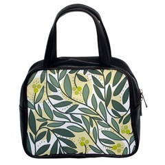 Green Floral Pattern Classic Handbags (2 Sides) by Valentinaart