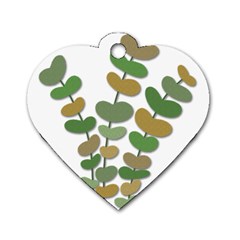 Green Decorative Plant Dog Tag Heart (one Side) by Valentinaart