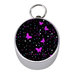 Pink Butterflies  Mini Silver Compasses by Valentinaart