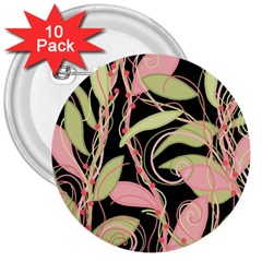 Pink And Ocher Ivy 3  Buttons (10 Pack)  by Valentinaart