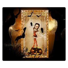 Halloween, Cute Girl With Pumpkin And Spiders Double Sided Flano Blanket (small)  by FantasyWorld7