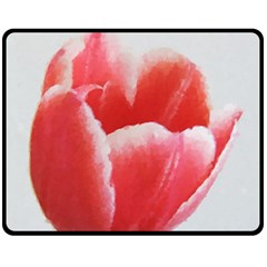 Tulip Red Watercolor Painting Fleece Blanket (medium)  by picsaspassion