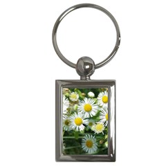 White Summer Flowers Watercolor Painting Art Key Chains (rectangle) 