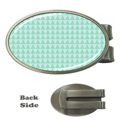Mint Color Triangle Pattern Money Clips (oval)  by picsaspassion