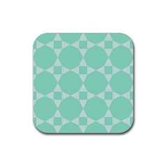 Mint Color Star - Triangle Pattern Rubber Coaster (square)  by picsaspassion