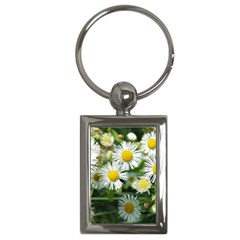 White Summer Flowers, Watercolor Painting Key Chains (rectangle)  by picsaspassion