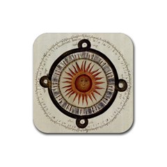 Ancient Aztec Sun Calendar 1790 Vintage Drawing Rubber Coaster (square)  by yoursparklingshop