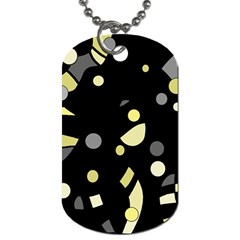 Yellow And Gray Abstract Art Dog Tag (one Side)