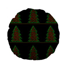 Christmas Trees Pattern Standard 15  Premium Flano Round Cushions by Valentinaart