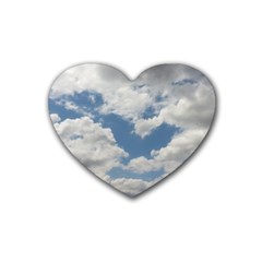 Breezy Clouds In The Sky Rubber Coaster (heart)  by picsaspassion