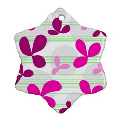 Magenta Floral Pattern Snowflake Ornament (2-side) by Valentinaart