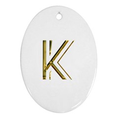 Monogrammed Monogram Initial Letter K Gold Chic Stylish Elegant Typography Oval Ornament (two Sides) by yoursparklingshop